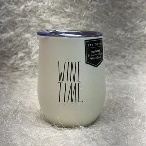 Rae Dunn "WINE TIME" Insulated Stainless White Steel Tumbler 12oz
